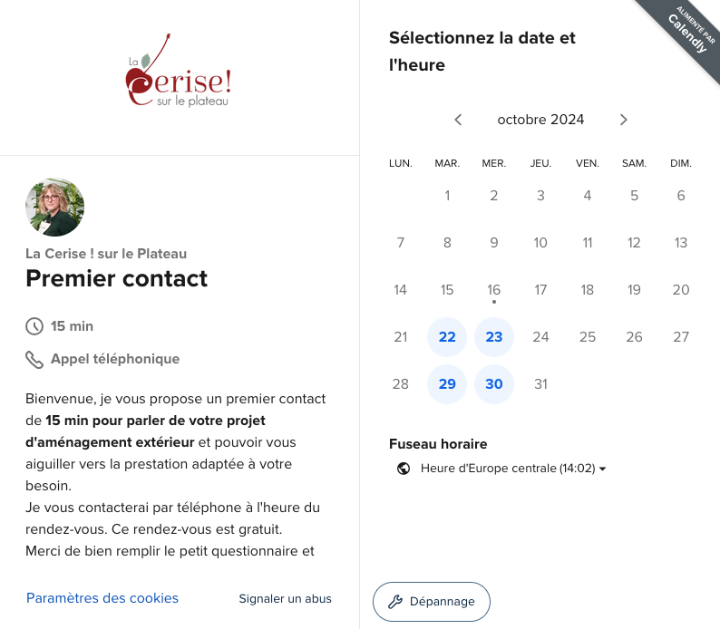 Image accueil de l'agenda Calendly
